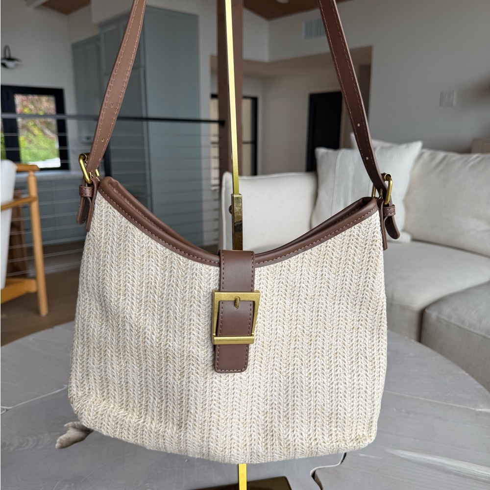 Cream and Brown Women's Bag